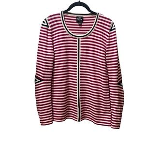 Slater Zorn Red  and White Racer Stripe Crew Neck Sweater Merino Wool Size Small